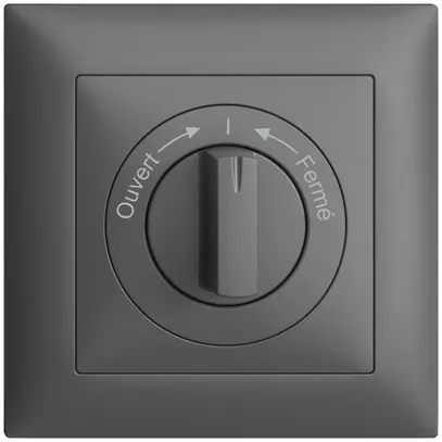 Kit frontal EDIZIOdue Ouvert->I<-Fermé gris foncé 88×88mm pour contact pivotant 