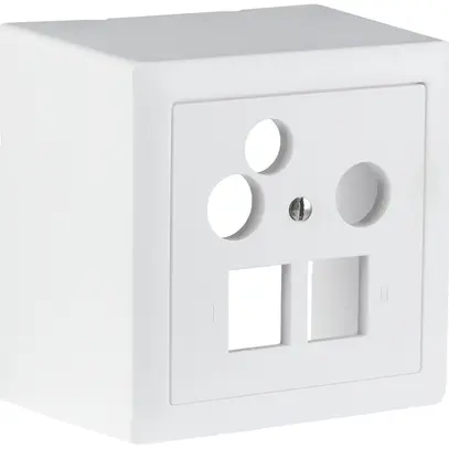 Prise multimédia AP R&M MDat 2×RJ45 3×coaxial 78×78mm blanc 