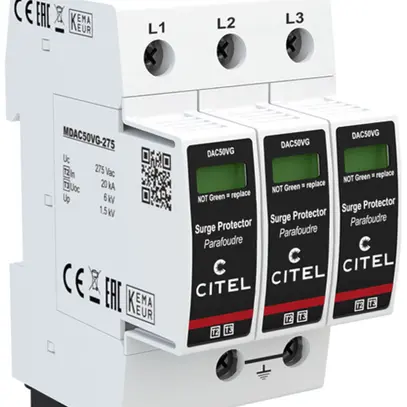 Überspannungsableiter  Citel DAC50VGS-30-275, Typ 2+3, 3-polig 