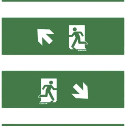 Set de pictogrammes ESYLUX SLX 24m flèche hd/hg/bd/bg 370×130mm 