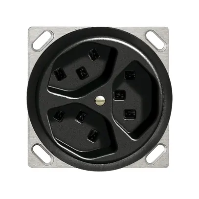 Presa INS 3×T23 16A nero FH, con morsetti innest. 
