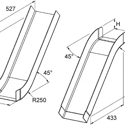 Étage Niedax KKET 300×80mm 45° 2-pièces 