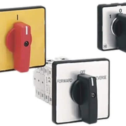 Interruttore rotativo INS AB 194L-E25-1754-6N, 25A 0/4L (0-1), manopola ro/gi 