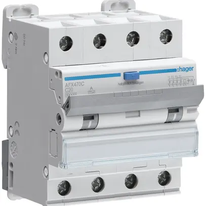 Disgiuntore differenziale Hager RCBO 4P 400V car.C 20A 0.3A t.A 10kA 4UM 