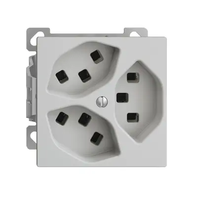 Prise AP EDIZIOdue 3×T23 gris clair intérieur pour combinaison 