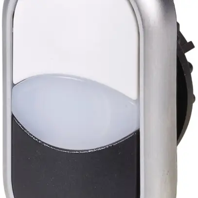 Bouton-poussoir double ETN RMQ plat blanc/noir, anneau chromé 
