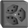 Presa AP EDIZIOdue 3×T13 grigio scuro, 1×S con shutter 