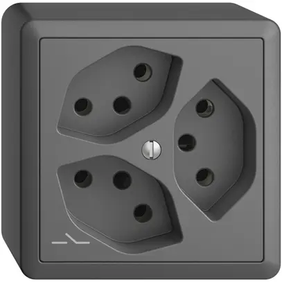 AP-Steckdose EDIZIOdue 3×T13 1×S dunkelgrau mit Shutter 