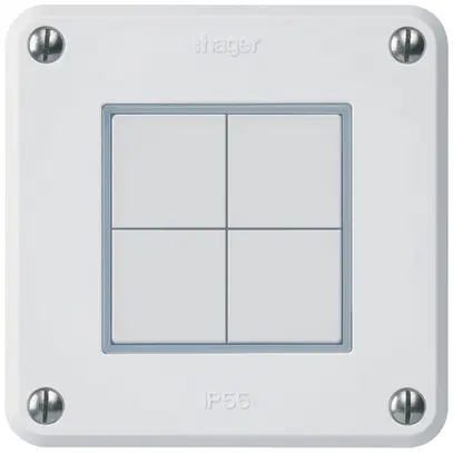 Pulsante KNX INC Hager BA robusto C quadruplo 86×86mm bianco 