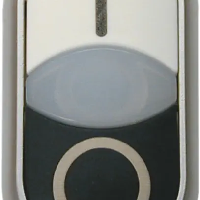 Pulsante doppio ETN RMQ piatto I/O bianco/ne, anello cromato 