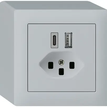 Presa di carica USB AP kallysto 18W PD 1×tipo A 1×tipo C T23 grigio chiaro 