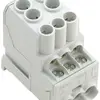 Blocco ripartizione WM WPD 100 2×25/6×10 1L connessione a vite TS35 grigio 