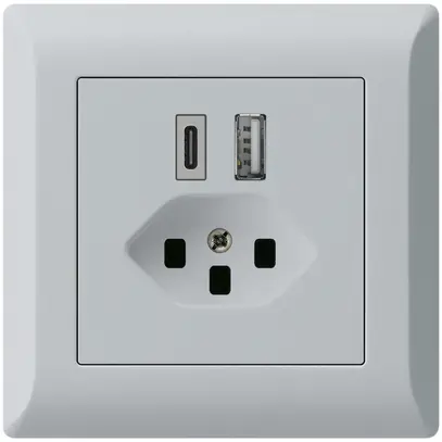 Prise de charge USB ENC kallysto.line 18W PD 1×type A 1×type C T23 gris clair 