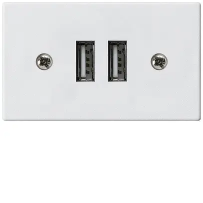 Prise INC 2×USB HA FLF 2400mA blanc 