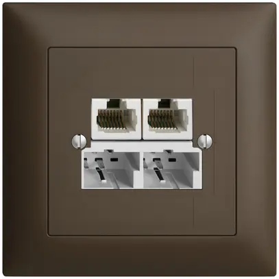 Scatola INC SOHO 2×TT/2×RJ45/u sep.ITplus EDIZIOdue coffee 