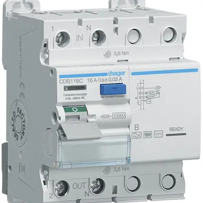 Interruttore differenziale Hager RCCB (RCD) 2P 230V 0.03A tipo B 16A 10kA 4UM 