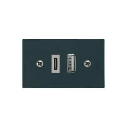 Presa di carica USB INS Hager FLF 18W PD 1×tipo A 1×tipo C nero 