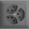 Prise INC EDIZIOdue 3×T13 gris foncé 