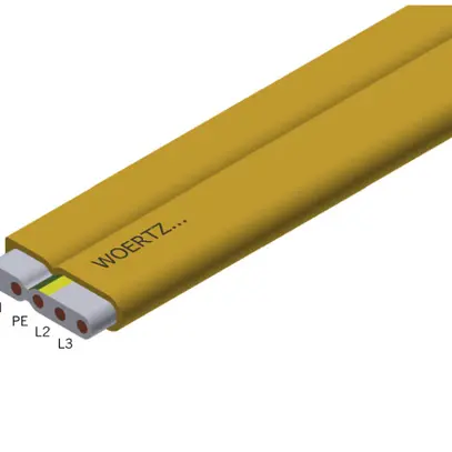 Cavo piatto Woertz Technofil 5×2.5mm² senza alogeni giallo con banda nera B2ca Una lunghezza