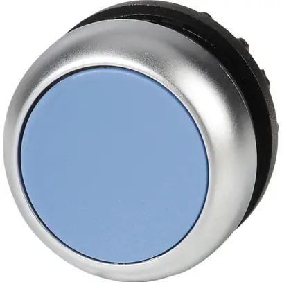 Drucktaste ETN RMQ flach blau, rastend, Ring verchromt 