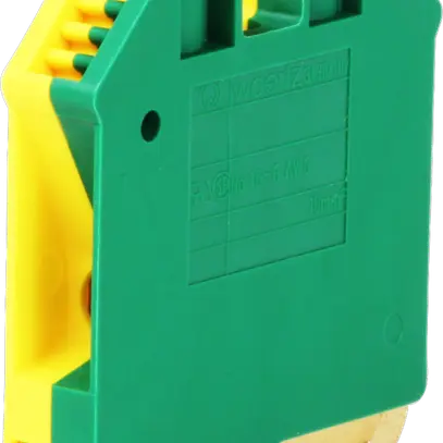 Morsetto di terra componibile Woertz 4…10mm² vite 2×1 DIN 35mm verde/giallo 