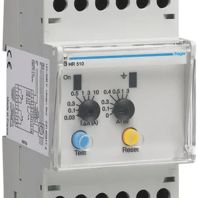 Relè sorveglianza corrente differenziale Hager HR510 30…10000mA 0…3s tipo A 