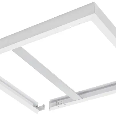 Anbaurahmen 600×600mm querversteift Al weiss einbaufertig dank Eckmagnete 