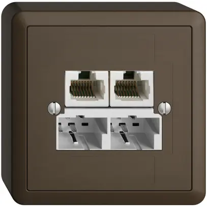 Presa AP SOHO 2×TT/2×RJ45/u sep.ITplus EDIZIOdue coffee 