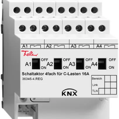Attuatore-commutatore INS KNX 4×16A carico-C 4UM REG-K 