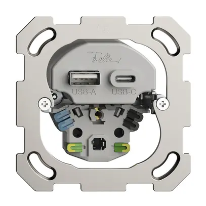 Prise ENC USB type A+C + type 13 Feller BSM 230V 3000mA 