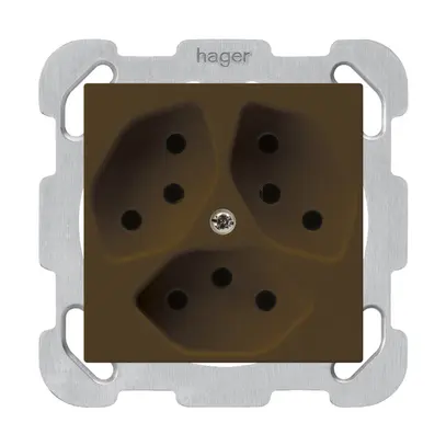 Presa INC kallysto 3×T13 marrone con piastra di fissaggio 