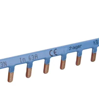 Pettine di raccordo Hager 1L spina 10mm² 63A 228×13mm blu 