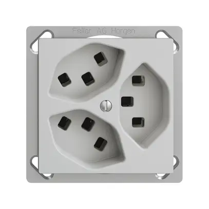 Presa INS 3×T23 16A EDIZIOdue grigio chiaro, con morsetti innest. 