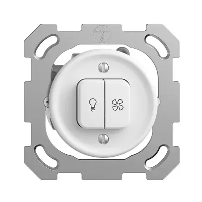 Interrupteur p.lumière+ventilat.ENC STANDARDdue blanc, contrôle, LED jaune 