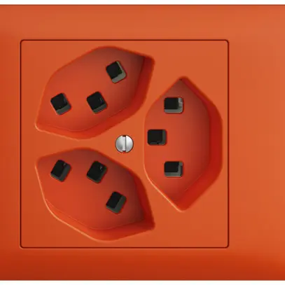 Prise INC 3×T23 16A 53mm, EDIZIOdue orange, avec bornes enf. 