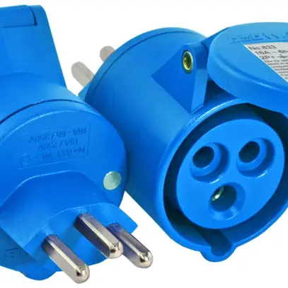 Adattatore CH T23 – CEE 16, blu 6h LNPE 250V 16A 