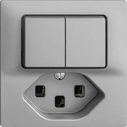 Combinazione 2×A-R/1L+T23 16A EDIZIOdue silver 