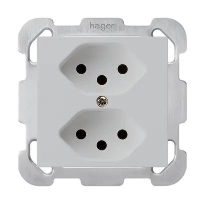 UP-Steckdose kallysto 2×T13 hellgrau mit Befestigungsplatte 