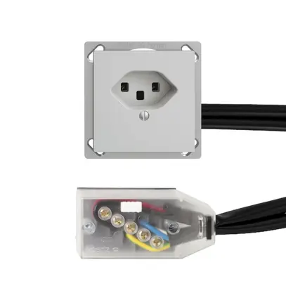 Presa INS EDIZIOdue T23 L1 grigio chiaro per cavo piatto Technofil 