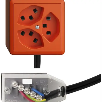 Presa AP 3×T23 16A arancione L3 EDIZIOdue per Technofil 