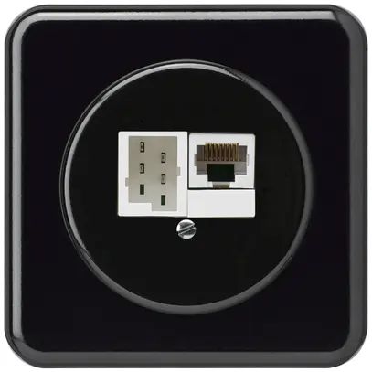 Boîte de raccordement ENC basico 1×RJ45u+1×TT83 noir 
