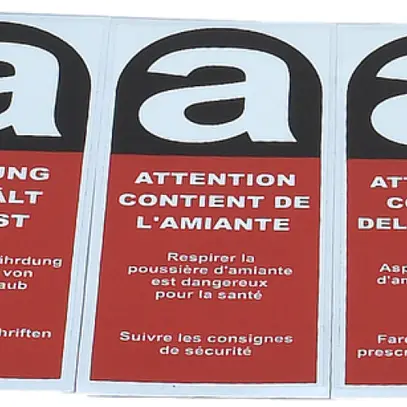 Autocollante di avvertimento Bugnard 90×230mm incollare rosso amianto francese 