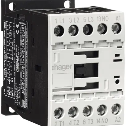 Contattore di potenza Hager 3P+1 chiusura 9A da AC-3 tensione di bobina 230VAC 