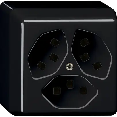 Presa AP Hager basico 3×tipo 23 P nero 