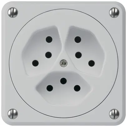 UP-Steckdose robusto 3×Typ 13 grau ohne Klappdeckel 