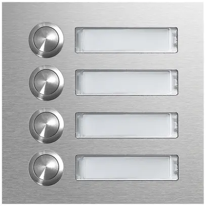 Plaque à poussoir Hager elcom.modesta avec plaque nominative LED, 4 appartements 