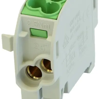Blocco ripartizione tipo C 2×25/2×16mm² 100A Alu-CU verde/giallo 