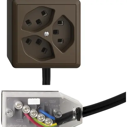 Prise AP 3×T23 16A coffee L1 EDIZIOdue pour Technofil 