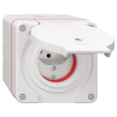 Prise NAP NEVO, 1×T13, IP55 d'après SN 441011, a.joint rouge, a.LED, blanc 