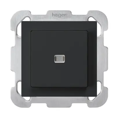 Interruttore pulsante luminoso INC kallysto 3/1P nero con piastra di fissaggio 